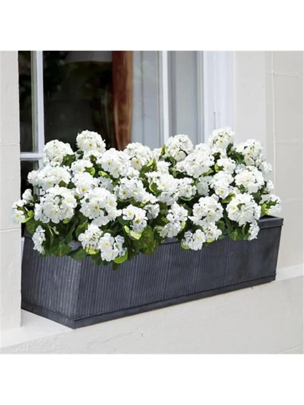 6 Bundle Silk Geranium Fake Flowers White UV Resistant Outdoor Faux Plant Decor